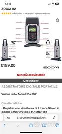 Registratore Digitale Portatile Zoom H2