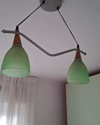 Lampadario in vetro verde 