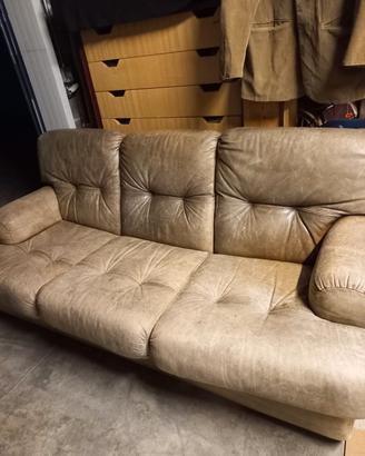 Divano Vintage anni '70/'80 in vera pelle 