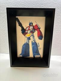 Quadro Optimus Prime Transformers su legno