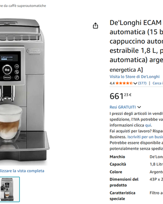 Macchina caffe automatica DeLonghi Cappuccino