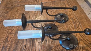 Tre lampade TORCIA in metallo da parete , vintage
