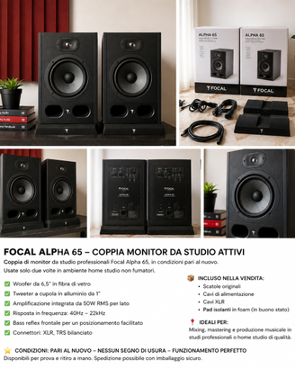 FOCAL ALPHA 65 - COPPIA MONITOR DA STUDIO
