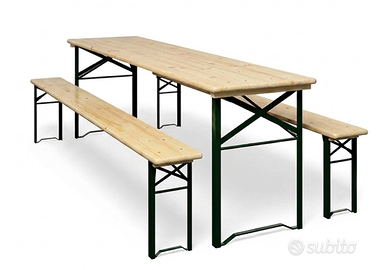 Tavolo e panche birreria in legno 70 x200