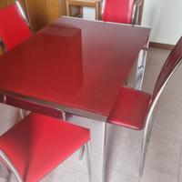 tavolo completo in vetro temperato