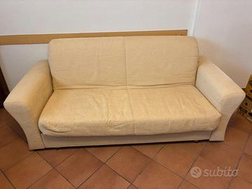 Divano letto 2 posti beige tessuto comodo