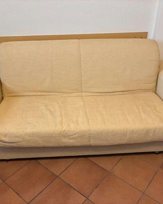 Divano letto 2 posti beige tessuto comodo