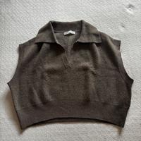 Gilet maglia Zara marrone con colletto