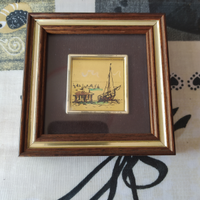 Dipinti Su Foglia D'oro 22k Con Cornice In Legno