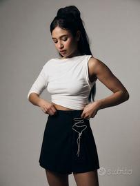 Pantaloncini a portafoglio nero vita alta-eleganti