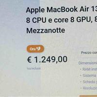 APPLE MACBOOK AIR 13 M3 CHIP CON CORE 8 CPU E CORE