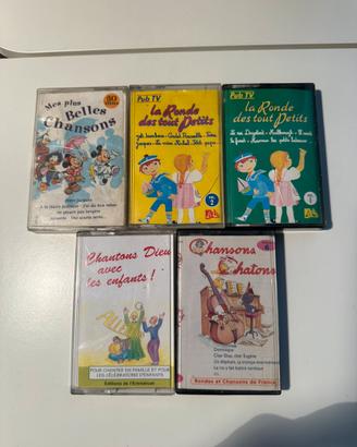 5 audio cassette canzoni in francese per bambini