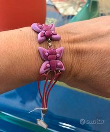 Bracciale caucciù e farfalle in gesso Artigianale