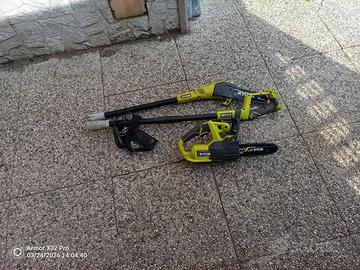 Motosega + potatore ryobi a batteria