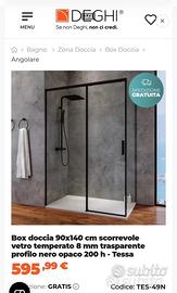 Box doccia 140x90 cm nero nuovo imballato