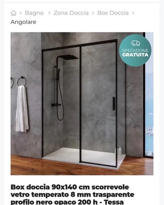 Box doccia 140x90 cm nero nuovo imballato