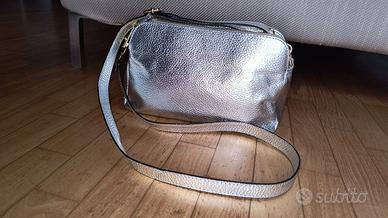 Borsa in pelle color argento Melluso