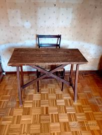 Set Vintage: Tavolo Rustico a Fratino + Sedia