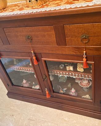 Mobile legno con sportelli in vetro