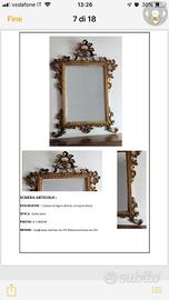 Cimasa '700 legno dorato specchiera antiquariato