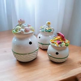 set da 3pz contenitori in ceramica da cucina odori
