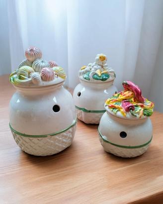 set da 3pz contenitori in ceramica da cucina odori