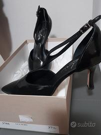 décolleté in pelle nera lucida 37,5 con tacco