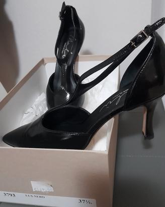 décolleté in pelle nera lucida 37,5 con tacco