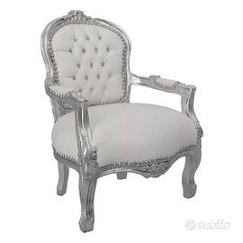 Poltrona Barocco bianca e argento