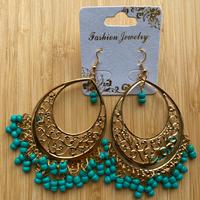 Orecchini pendenti oro e azzurro verde acqua NUOVI