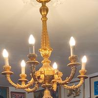 Lampadario legno Luigi XVI