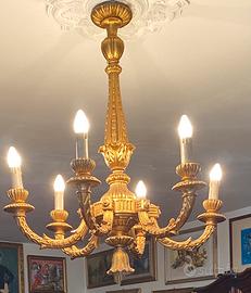 Lampadario legno Luigi XVI