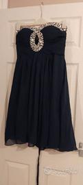 Abito corto blu navy senza spalline