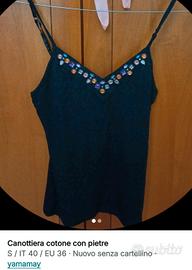 canottiera cotone con pietre