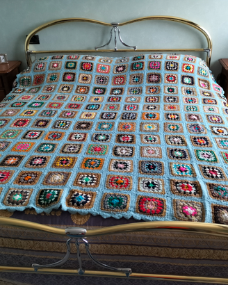 Coperta patchwork azzurra