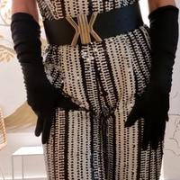 Abito lungo con palette e piume tg 46