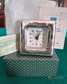 Orologio sveglia in argento 925 nuovo con scatola