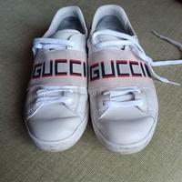 Scarpe Gucci bianche 42 elastic logo nera rossa