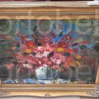 Codice: 5029 QUADRO OLOIO SU TELA VASO CON FIORI