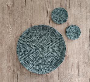 tovagliette bobbiny verde alloro, uncinetto a mano