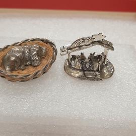 microfusione argento presepe e cagnolino nel cesti