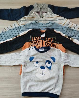 Set 5 felpe bambino taglia dai 18 ai 24 mesi