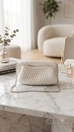 Borsetta clutch in crochet bianca nuova