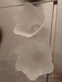 2 coppe a fiore in vetro per applique