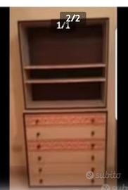 Cassettiera con libreria in legno