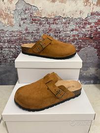 Sabot donna punta chiusa ciabatte fibbia camel 37