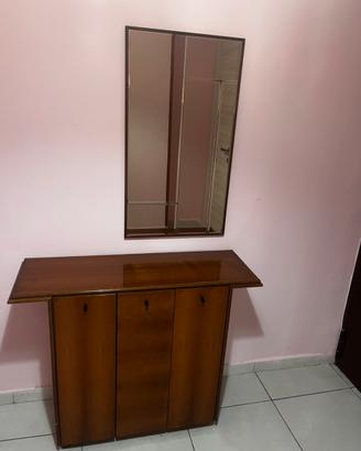Mobile Ingresso In Legno Lucido + Specchio