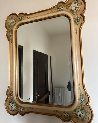 Specchiera dipinta a mano cornice dorata stile fio