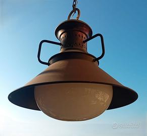 Grande Lampada Nautica Vintage in Ottone Massiccio