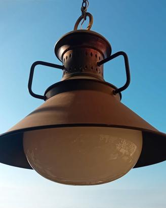 Grande Lampada Nautica Vintage in Ottone Massiccio
